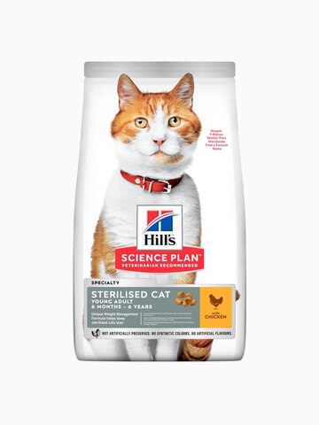Корм Hill's Science Plan Sterilised Cat для стерилизованных кошек от 6 мес. до 6 лет курица, 10 кг