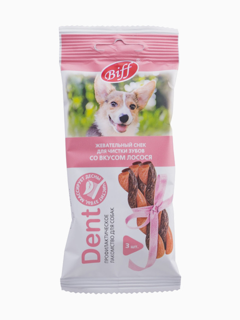 Жевательный снек DENT со вкусом лосося для собак мелких пород