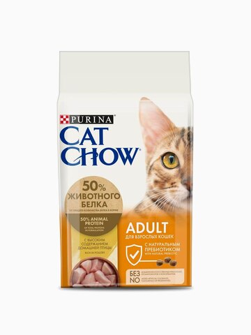 Корм Cat Chow Adult для взрослых кошек с домашней птицей, 400 г