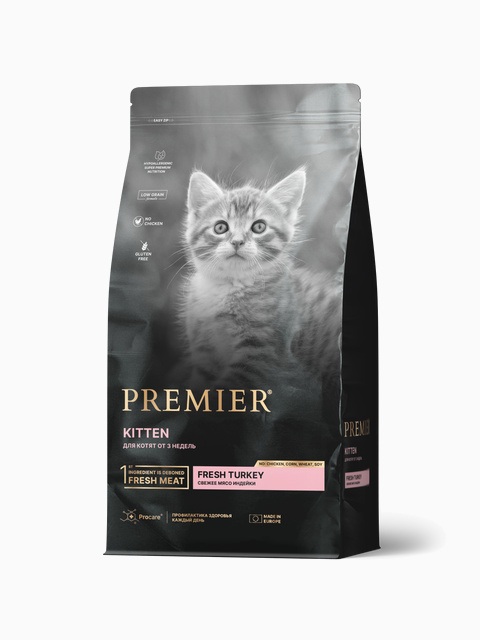 Корм Premier Kitten Low Grain Turkey (низкозерновой) для котят, с индейкой, 2 кг