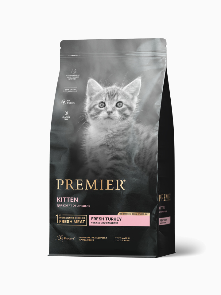 Корм Premier Kitten Low Grain Turkey (низкозерновой) для котят, с индейкой, 400 г
