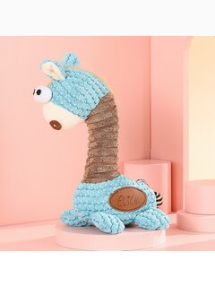 Игрушка мягкая для собак Жираф голубой с пищалкой, 22х10х25 см