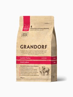 Корм Grandorf Lamb & Turkey Indoor Holistic для домашних кошек, ягненок с индейкой, 400 г