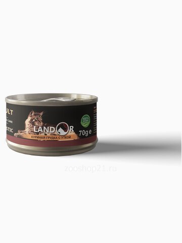 Корм Landor Chiken Breast & Duck для кошек c куриной грудкой и уткой, 70 г