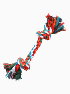 Игрушка для собак "Канат с 2 узлами", хлопок, 30 см, цвет в ассортименте