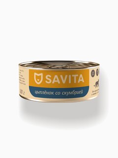 SAVITA консервы для кошек и котят "Цыплёнок со скумбрией", 100 г
