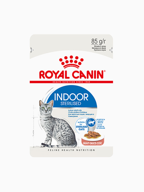 Корм Royal Canin Indoor Sterilized (в соусе) для домашних стерилизованных кошек 1-7 лет, 85 г