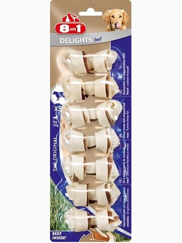 8in1 DELIGHTS Beef XS косточки с говядиной для мелких собак 7,5 см 7 шт