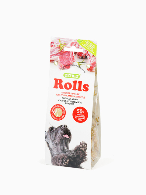 Лакомство Печенье Rolls мини с начинкой из мяса ягненка для собак мелких пород
