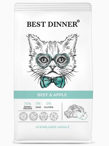 Корм Best Dinner cat sterilised beef & apple для стерилизованных кошек с говядиной и яблоком, 400 г