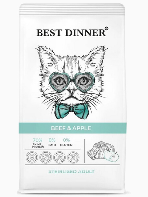 Корм Best Dinner cat sterilised beef & apple для стерилизованных кошек с говядиной и яблоком, 400 г
