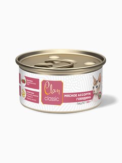 Корм Clan Classic (паштет) для кошек, говядина с брусникой и рыбьим жиром, 100 г