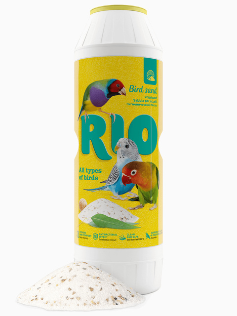 Песок RIO для птиц, с экстрактом эвкалипта и ракушечником, гигиенический, 2 кг