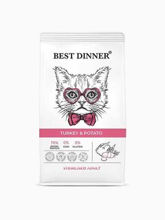 Корм Best Dinner Sterilised Adult Turkey & Potato для кошек стерилизованных с индейкой и картофелем, 1.5 кг