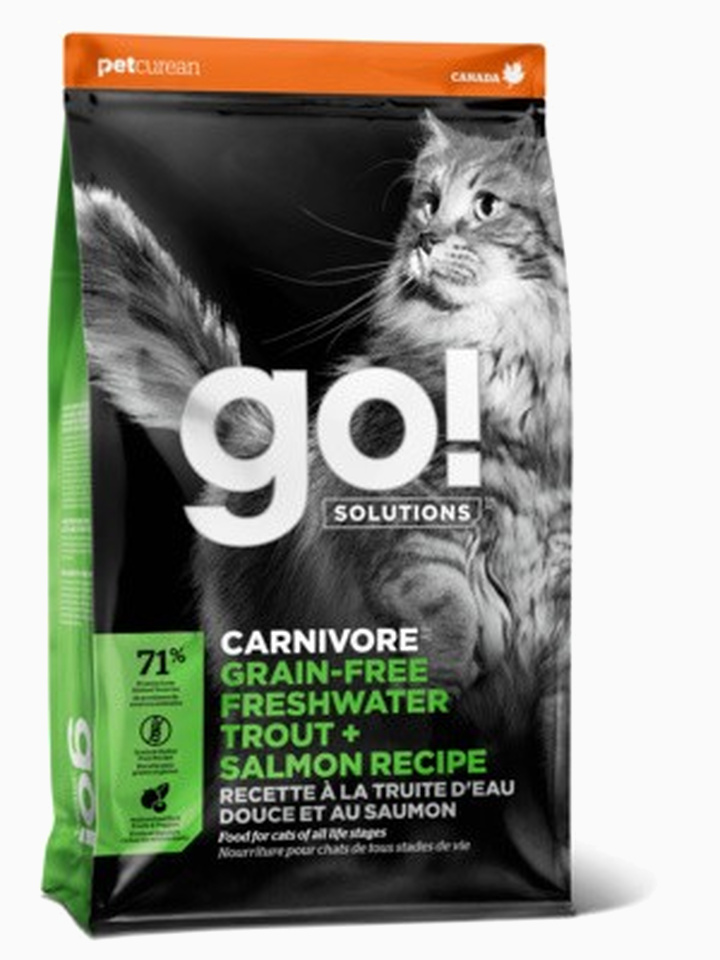 Корм Go! CARNIVORE Grain-Free Freshwater Trout + Salmon Recipe (беззерновой) для кошек с чувствительным пищеварением форель и лосось, 1.36 кг