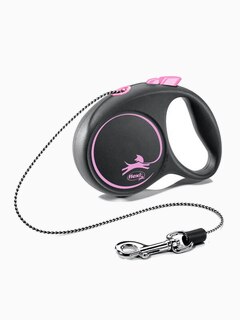 Поводок-рулетка flexi Black Design XS (до 8 кг) 3 м трос черный/розовый