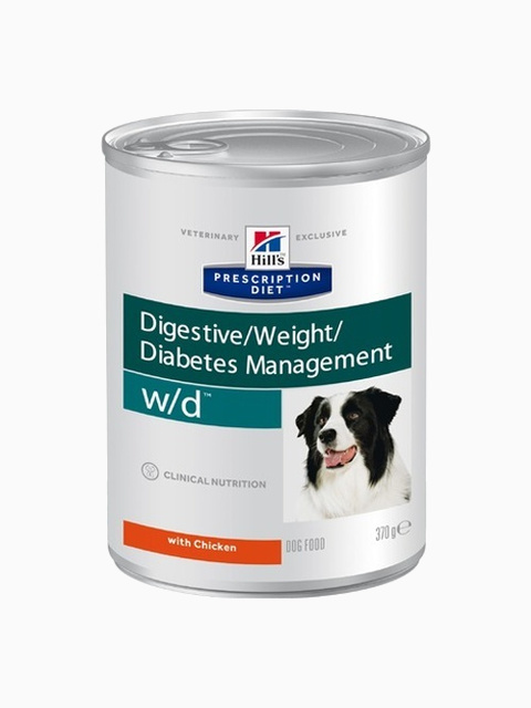 Корм Hill's Prescription Diet w/d Digestive/Weight Management консервы для собак для оптимального веса при сахарном диабете с курицей, 370 г