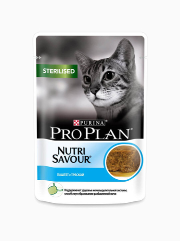 Корм Pro Plan Sterilised (паштет) для стерилизованных кошек с треской, 85 г