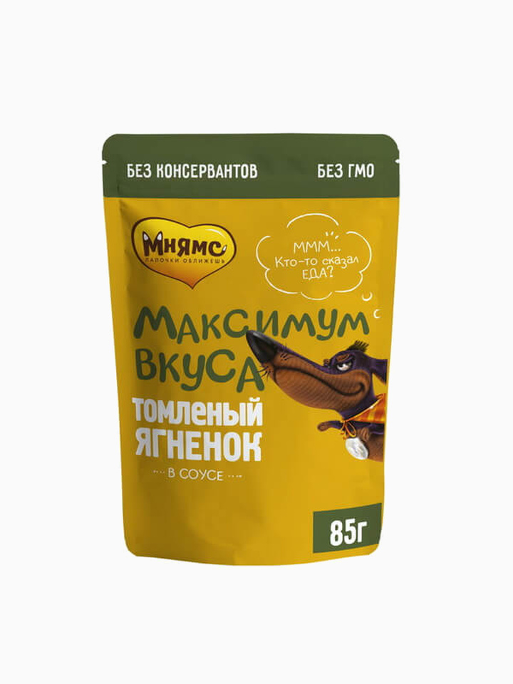 Корм Мнямс томленый ягненок в соусе для собак "Максимум вкуса" 85 г