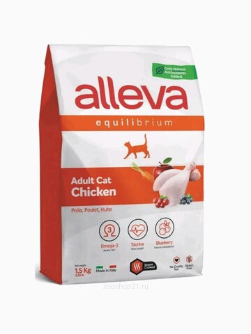 Корм Alleva Equilibrium для кошек c курицей, 1.5 кг