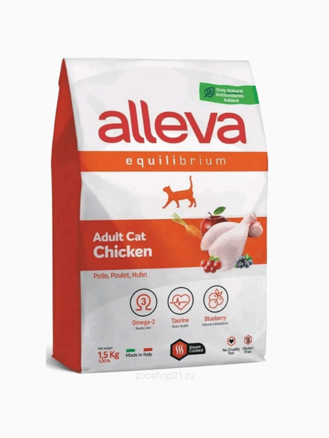 Корм Alleva Equilibrium для кошек c курицей, 1.5 кг