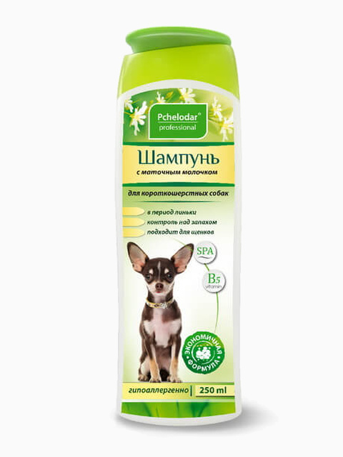 Pchelodar (Пчелодар) шампунь питательный с маточным молочком для короткошёрстных собак, 250 мл