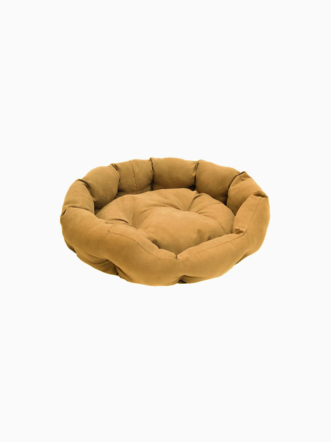 Лежак овальный пухлый №3 Дарэлл, серия ОБЛАКО-Бархат", охра , 59*51*18см (бархат, с/пух + периотек)"