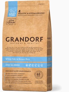 Корм Grandorf Adult All Breeds для собак всех пород (низкое содержание зерна) белая рыба с рисом, 3 кг