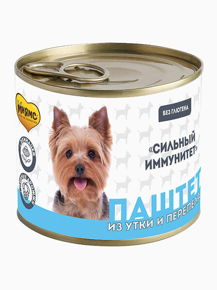Корм Мнямс Паштет из утки и перепела для собак всех пород «СИЛЬНЫЙ ИММУНИТЕТ» 200 г