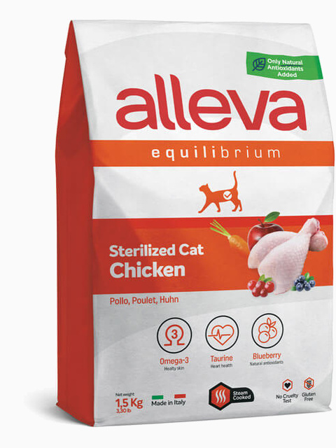 Корм Alleva Equilibrium Sterilized Cat Chicken для стерилизованных кошек курица, 400 г