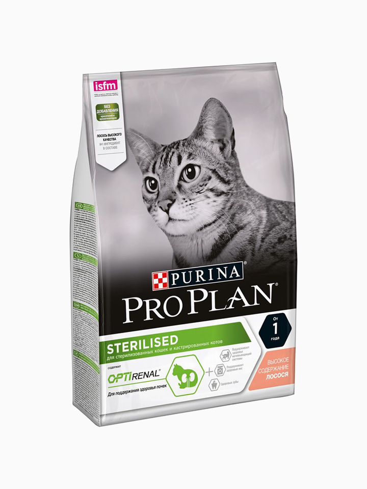 Корм PRO PLAN Sterilised OPTI RENAL (комплекс для поддержания здоровья почек) для стерилизованных кошек, с лососем, 3 кг