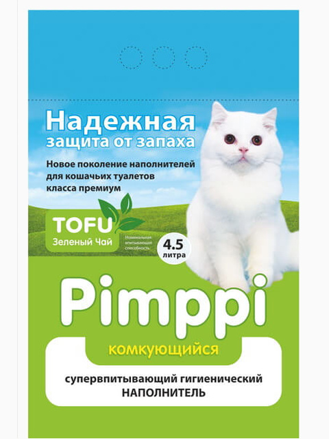 Pimppi Tofu Зеленый чай комкующийся наполнитель 4,5 л