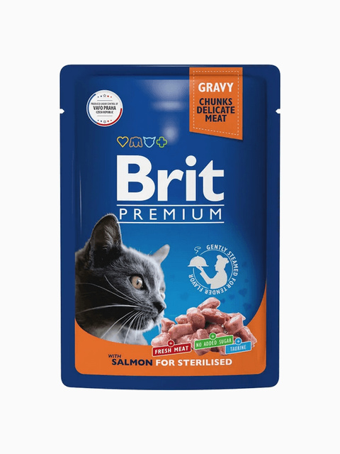 Корм Brit Premium Sterilised Salmon (в соусе) для стерилизованных кошек, лосось, 85 г