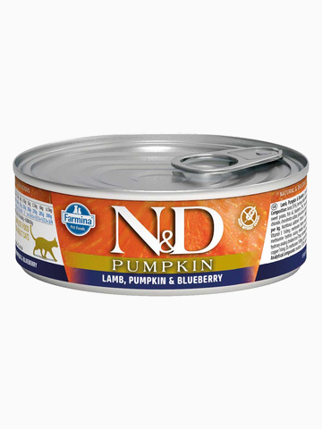 Корм Farmina N&D Pumpkin для кошек, ягненок, черника с тыквой 80 г