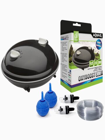 Компрессор AQUAEL OXYBOOST 300 plus для аквариума 200 - 300 л (300 л/ч, 2.5 Вт, 2 канала, регулируемый)