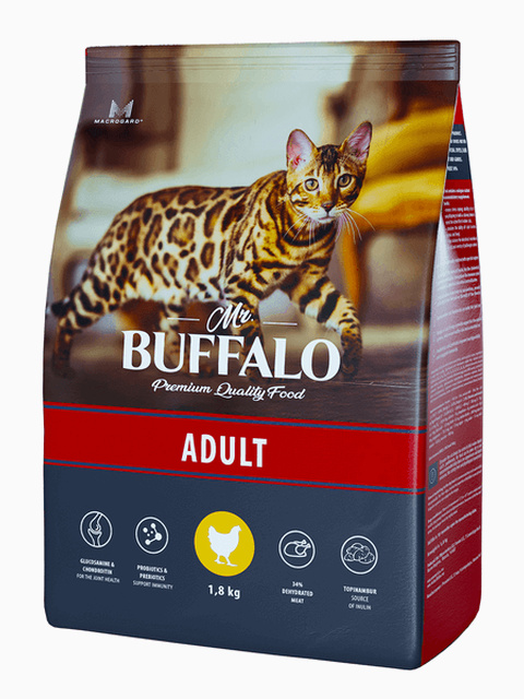 Корм MR.BUFFALO ADULT для взрослых кошек с курицей, 1.8 кг