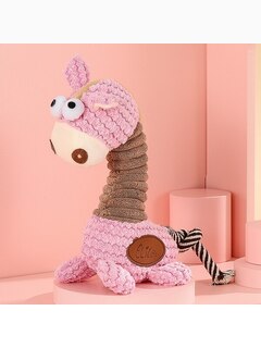 Игрушка мягкая для собак Жираф розовый с пищалкой, 22х10х25 см