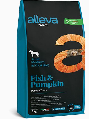 Корм Alleva Natural для собак средних и крупных пород рыбой и тыквой, 12 кг