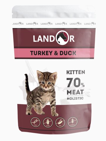 Корм Landor для котят индейка с уткой, 85 г
