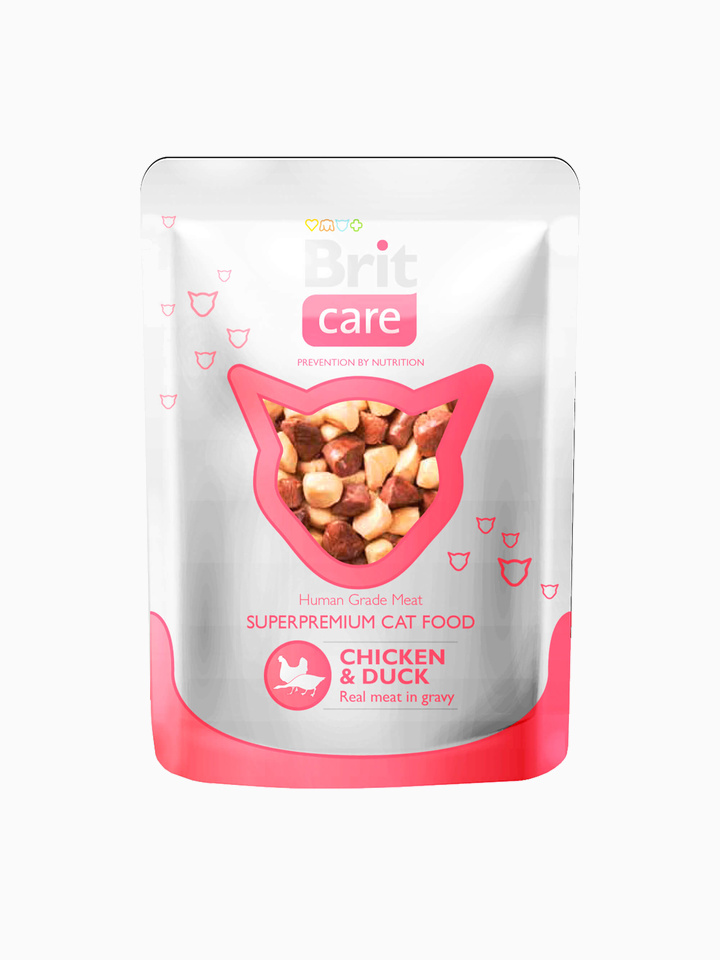 Корм влажный Brit Care беззерновой для кошек с курицей и уткой, 80 г