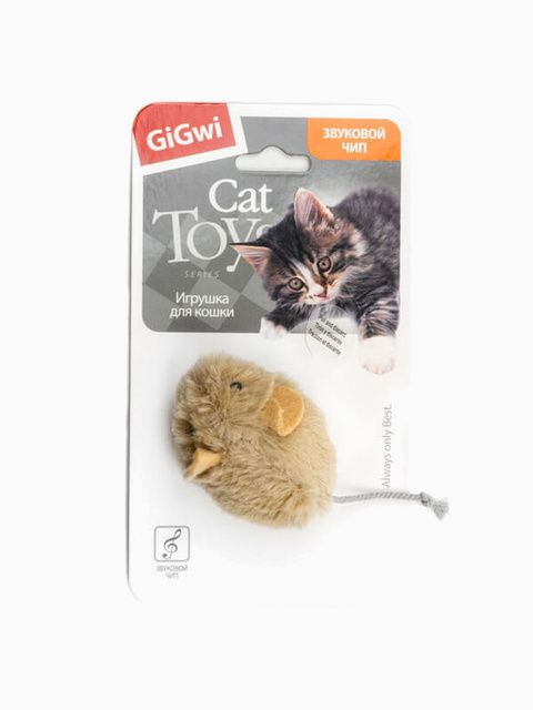 Игрушка для кошек Мышка со звуковым чипом 13см