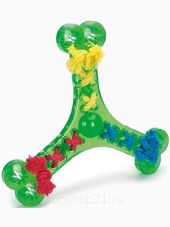 Игрушка для собак "Бумеранг украшенный веревками", 24 см
