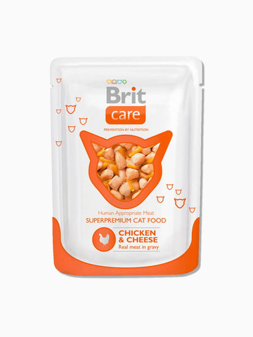 Корм влажный Brit Care беззерновой для кошек с курицей и сыром, 80 г