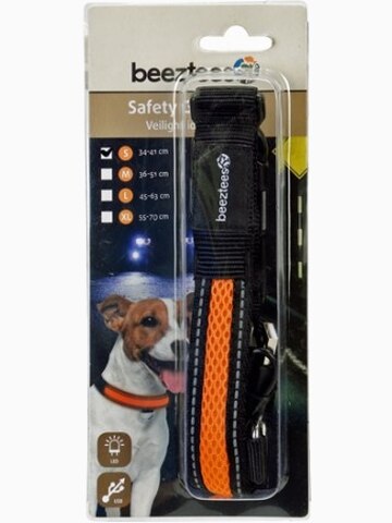 Ошейник для собак "Beeztees", светящийся, с USB, 34-41 см х 25 мм