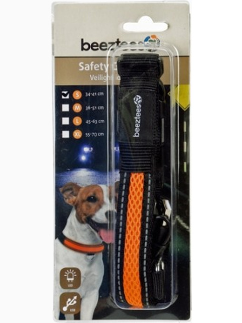 Ошейник для собак "Beeztees", светящийся, с USB, 34-41 см х 25 мм