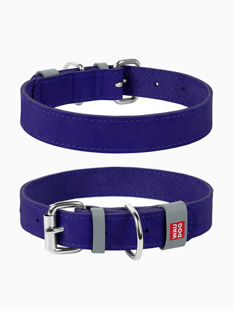 COLLAR ошейник Waudog Classic кожа, металлическая пряжка (шир.25мм, дл.38-49см) фиолетовый