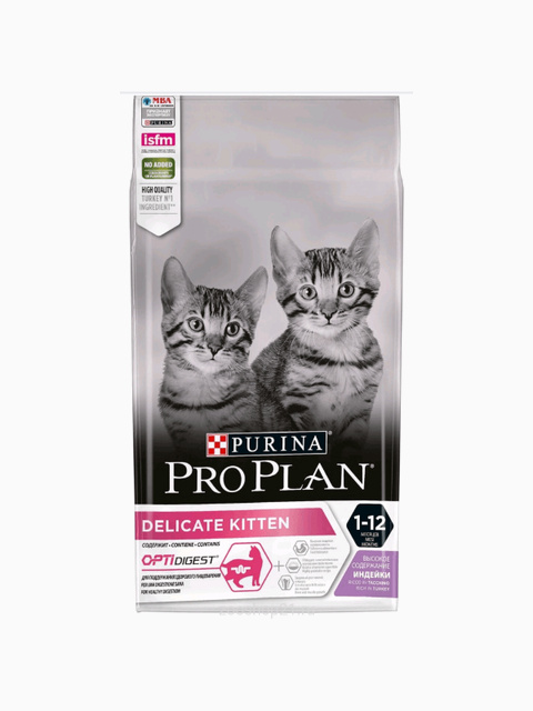 Корм Pro Plan Junior Delicate для котят с чувствительным пищеварением в возрасте от 6 недель до 1 года с индейкой, 1.5 кг
