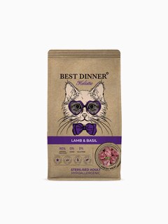 Корм Best Dinner Holistic Hypoallergenic Sterilised Lamb & Basil для стерилизованных кошек, с ягненком и базиликом, 400 г