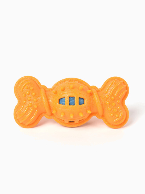 Игрушка для собак кость оранжевая с пищалкой, 16х5 см