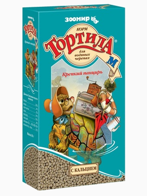 Корм Тортила М для водяных черепах с кальцием, 90 г